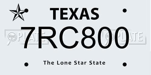 7RC800 Texas License Plate