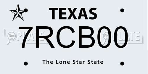 7RCB00 Texas License Plate