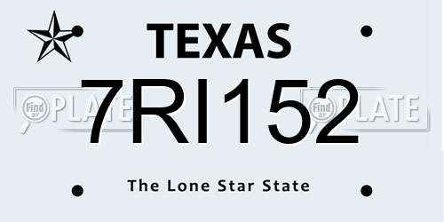 7RI152 Texas License Plate