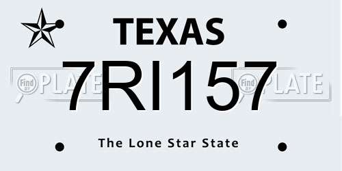 7RI157 Texas License Plate