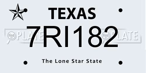 7RI182 Texas License Plate