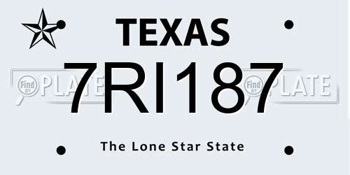 7RI187 Texas License Plate