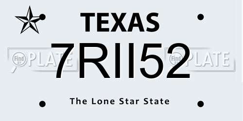 7RII52 Texas License Plate