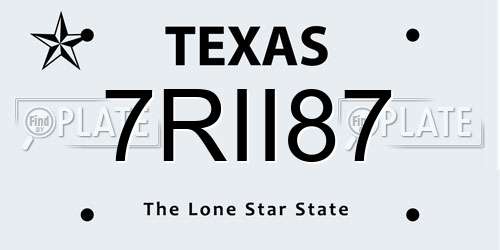 7RII87 Texas License Plate