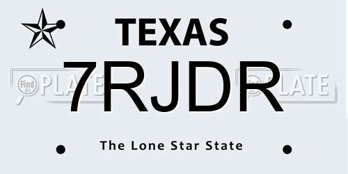 7RJDR Texas License Plate