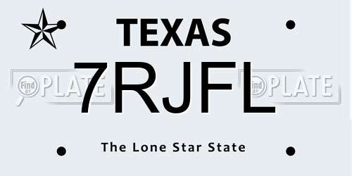 7RJFL Texas License Plate