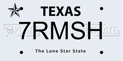 7RMSH Texas License Plate