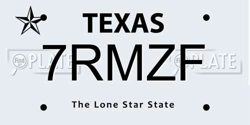 7RMZF Texas License Plate