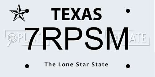 7RPSM Texas License Plate