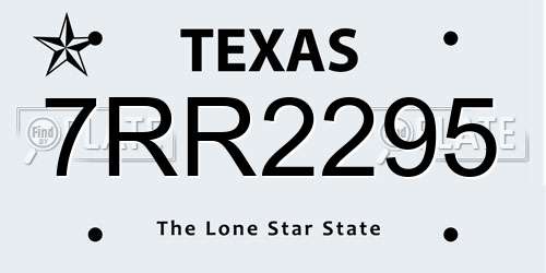 7RR2295 Texas License Plate