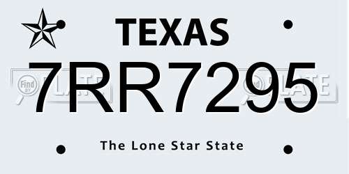 7RR7295 Texas License Plate