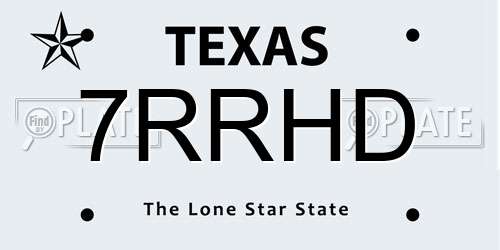 7RRHD Texas License Plate