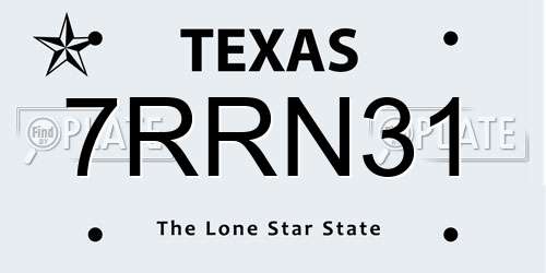 7RRN31 Texas License Plate