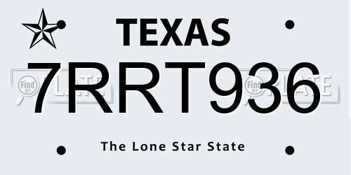 7RRT936 Texas License Plate