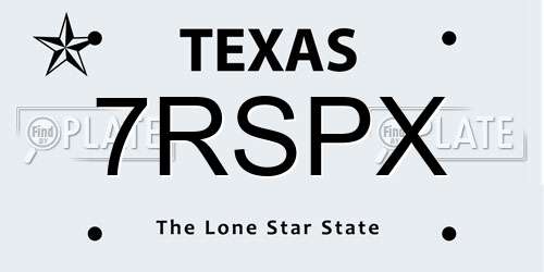 7RSPX Texas License Plate