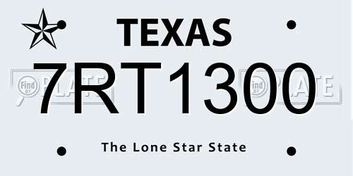 7RT1300 Texas License Plate