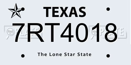 7RT4018 Texas License Plate