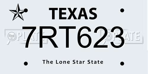 7RT623 Texas License Plate