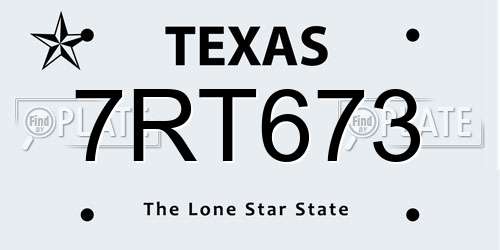 7RT673 Texas License Plate