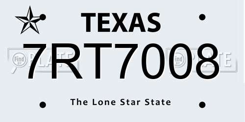 7RT7008 Texas License Plate