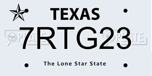 7RTG23 Texas License Plate