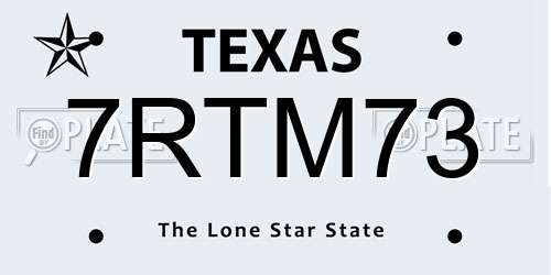7RTM73 Texas License Plate