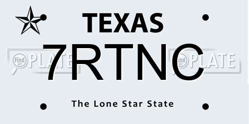 7RTNC Texas License Plate
