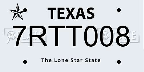 7RTT008 Texas License Plate