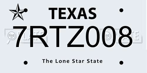 7RTZ008 Texas License Plate