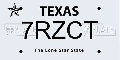 7RZCT Texas License Plate