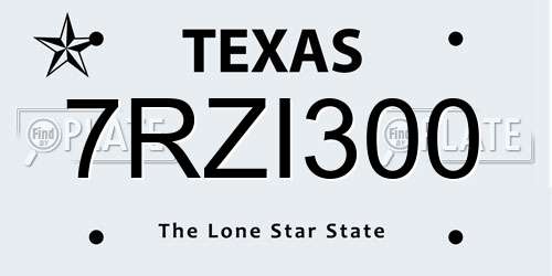 7RZI300 Texas License Plate