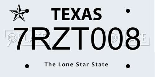 7RZT008 Texas License Plate