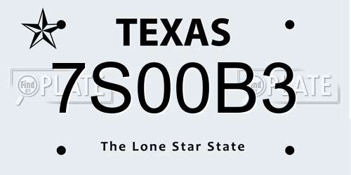 7S00B3 Texas License Plate