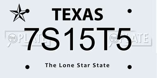 7S15T5 Texas License Plate