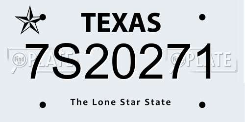7S20271 Texas License Plate