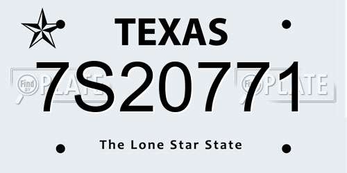 7S20771 Texas License Plate