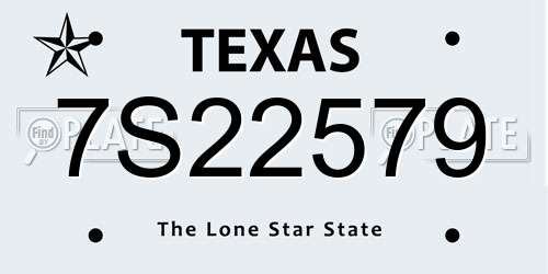 7S22579 Texas License Plate