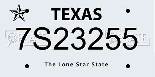 7S23255 Texas License Plate