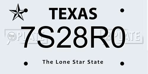 7S28R0 Texas License Plate