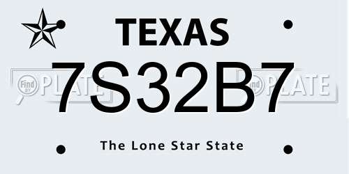 7S32B7 Texas License Plate