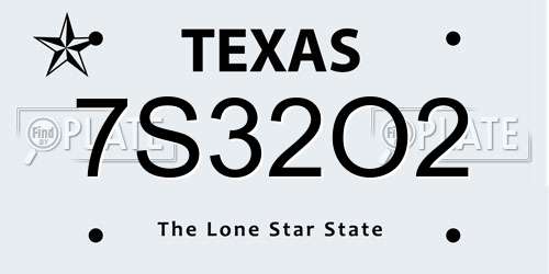 7S32O2 Texas License Plate