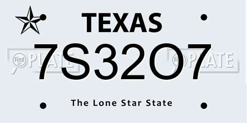7S32O7 Texas License Plate