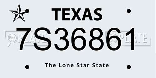 7S36861 Texas License Plate