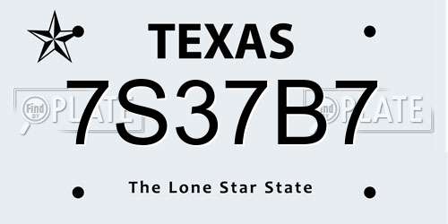 7S37B7 Texas License Plate