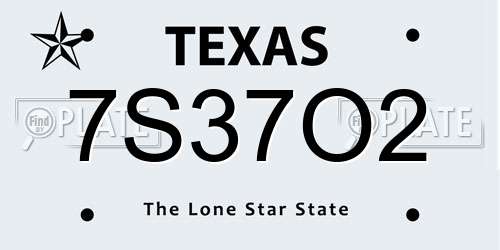 7S37O2 Texas License Plate