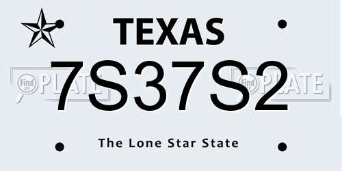 7S37S2 Texas License Plate