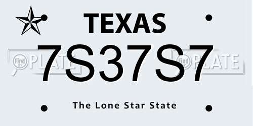 7S37S7 Texas License Plate