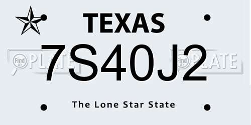 7S40J2 Texas License Plate