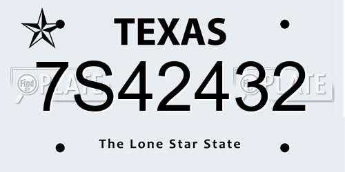 7S42432 Texas License Plate