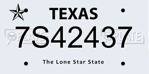 7S42437 Texas License Plate